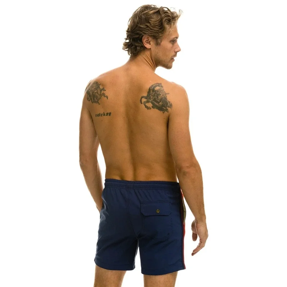 Aviator Nation Men's 32 Navy Blue 5 Stripe Flex Board Shorts 5
